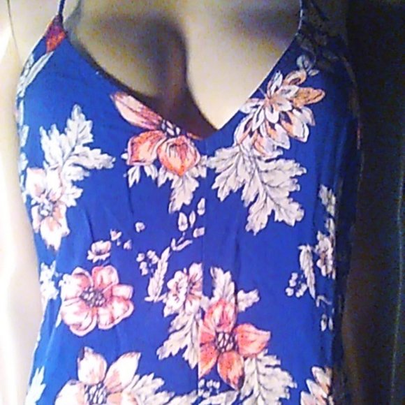 Forever 21 Mini Dress M Navy Floral Sundress - Picture 3 of 5
